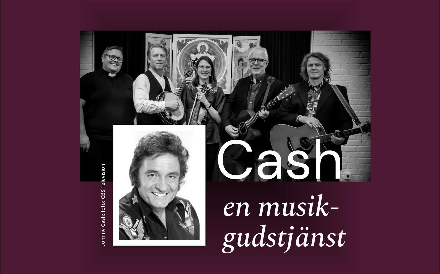 Presentationsbild med Playin’ Prayers, Johnny Cash och texten Cash – en musikgudstjänst