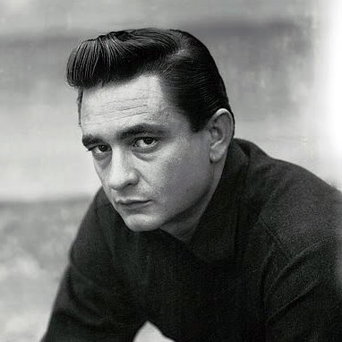 Svartvitt porträtt av Johnny Cash