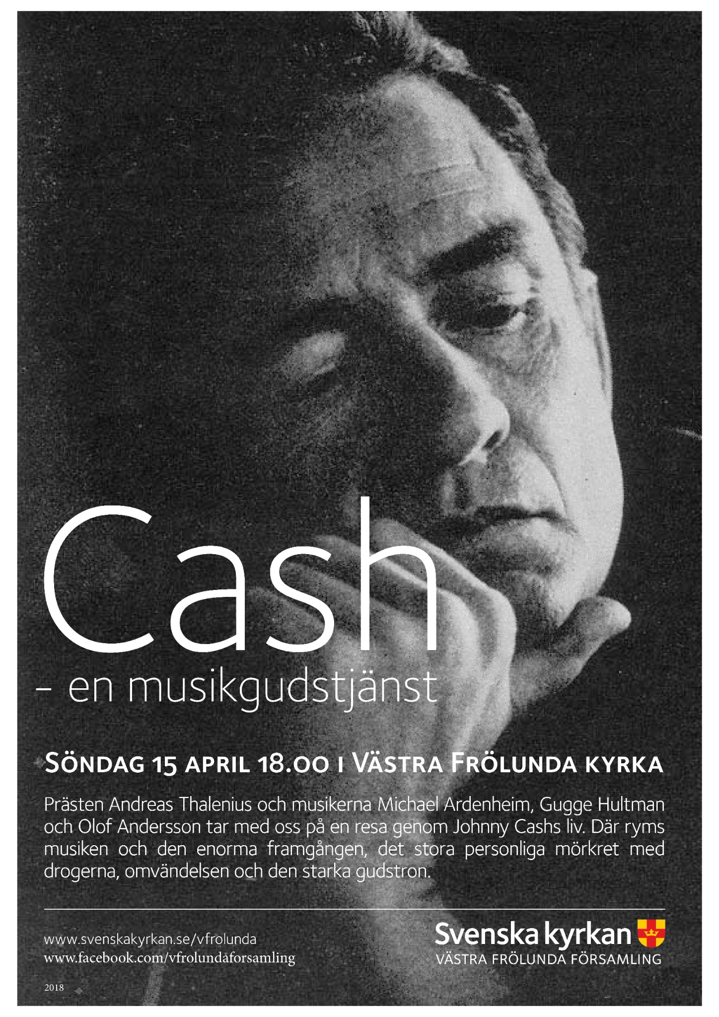 Affisch för Cash i Västra Frölunda kyrka den 15 april 2018