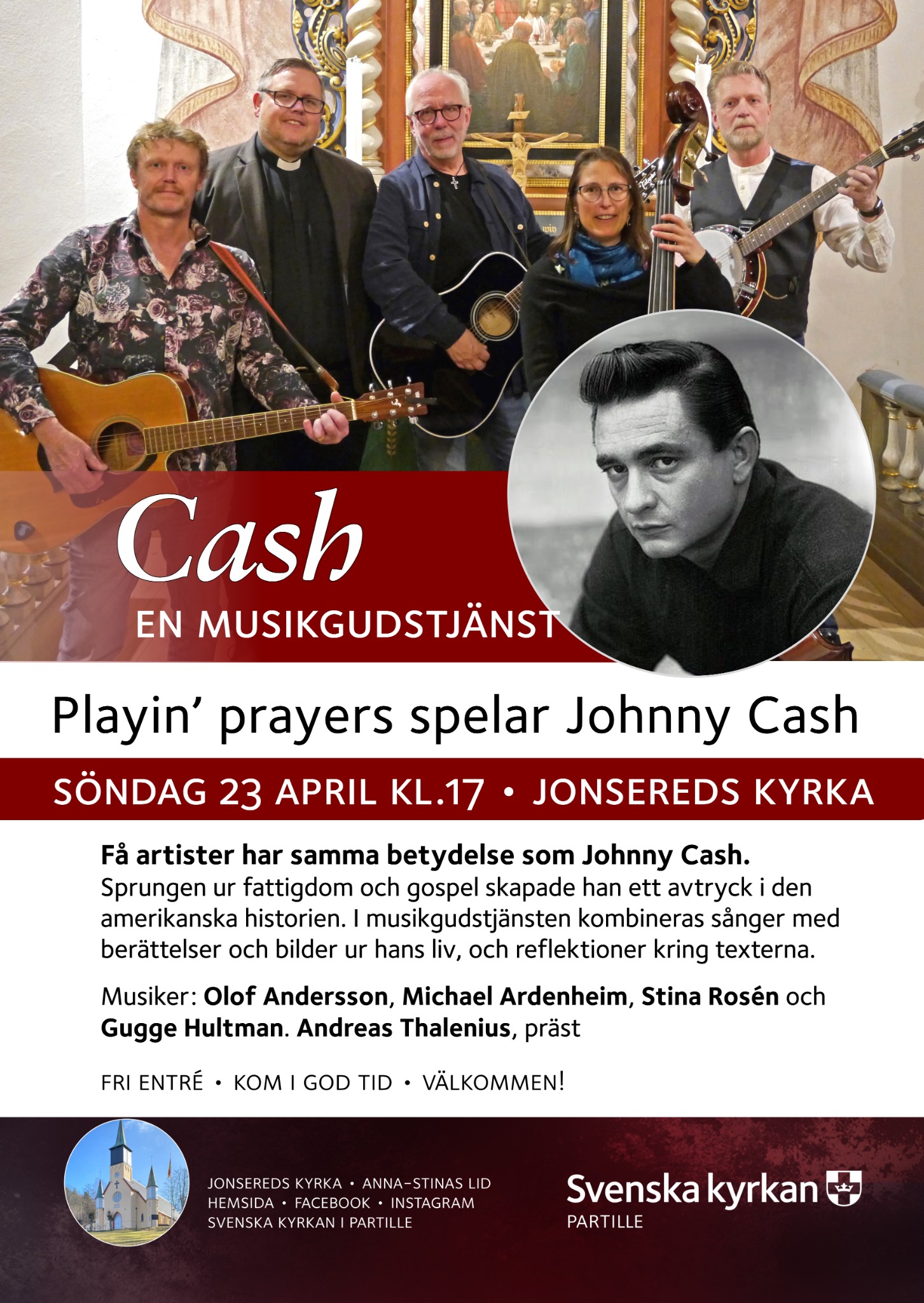 Affisch för Cash i Jonsereds kyrka den 23 april 2023