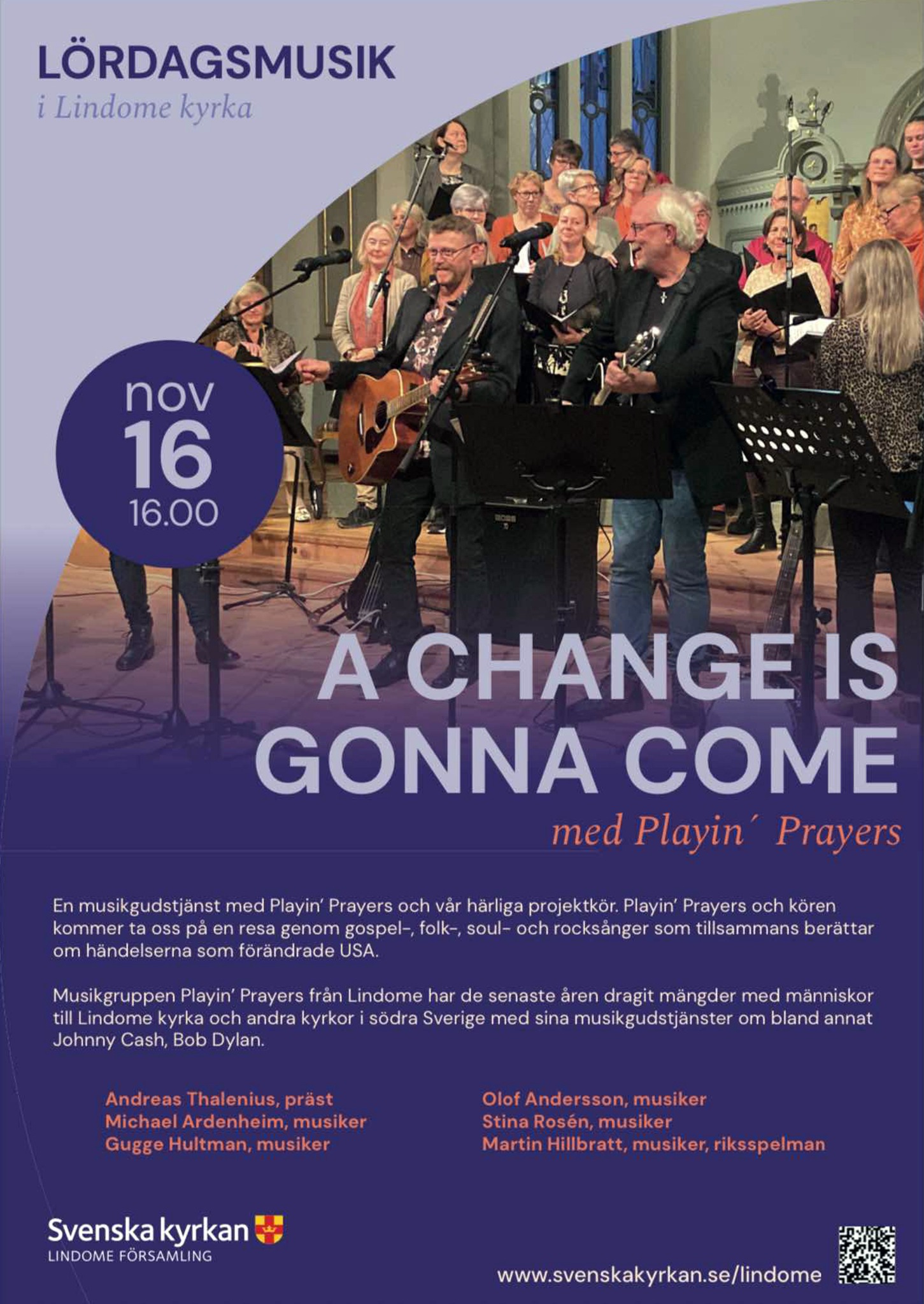 Affisch för A Change Is Gonna Come i Lindome kyrka den 16 november 2024