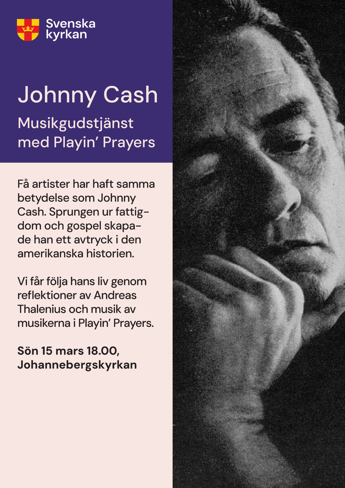 Affisch för Johnny Cash i Johannebergskyrkan den 15 mars 2026